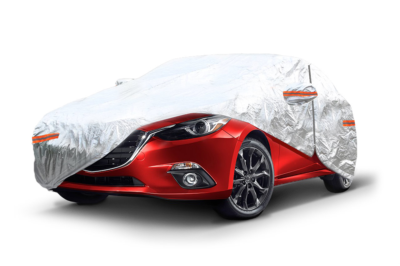 Autohoes met ritssluiting, reflecterend, 120gr + katoen, Zilver, maat: XL, 530x180x120cm - 01110 - 01112