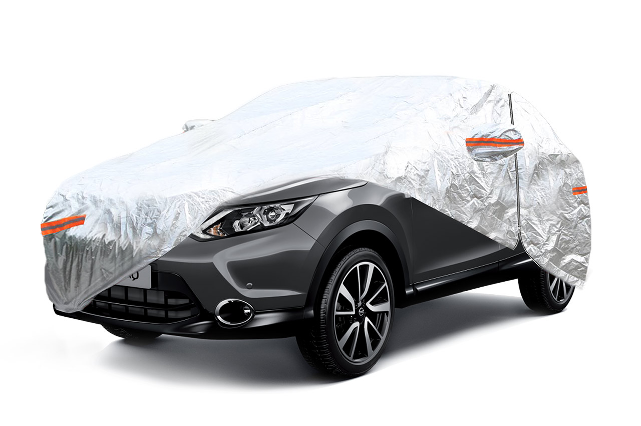 Autohoes met ritssluiting, reflecterend, 120gr + katoen, Zilver, maat: SUV/VAN L - 01113 - 01113