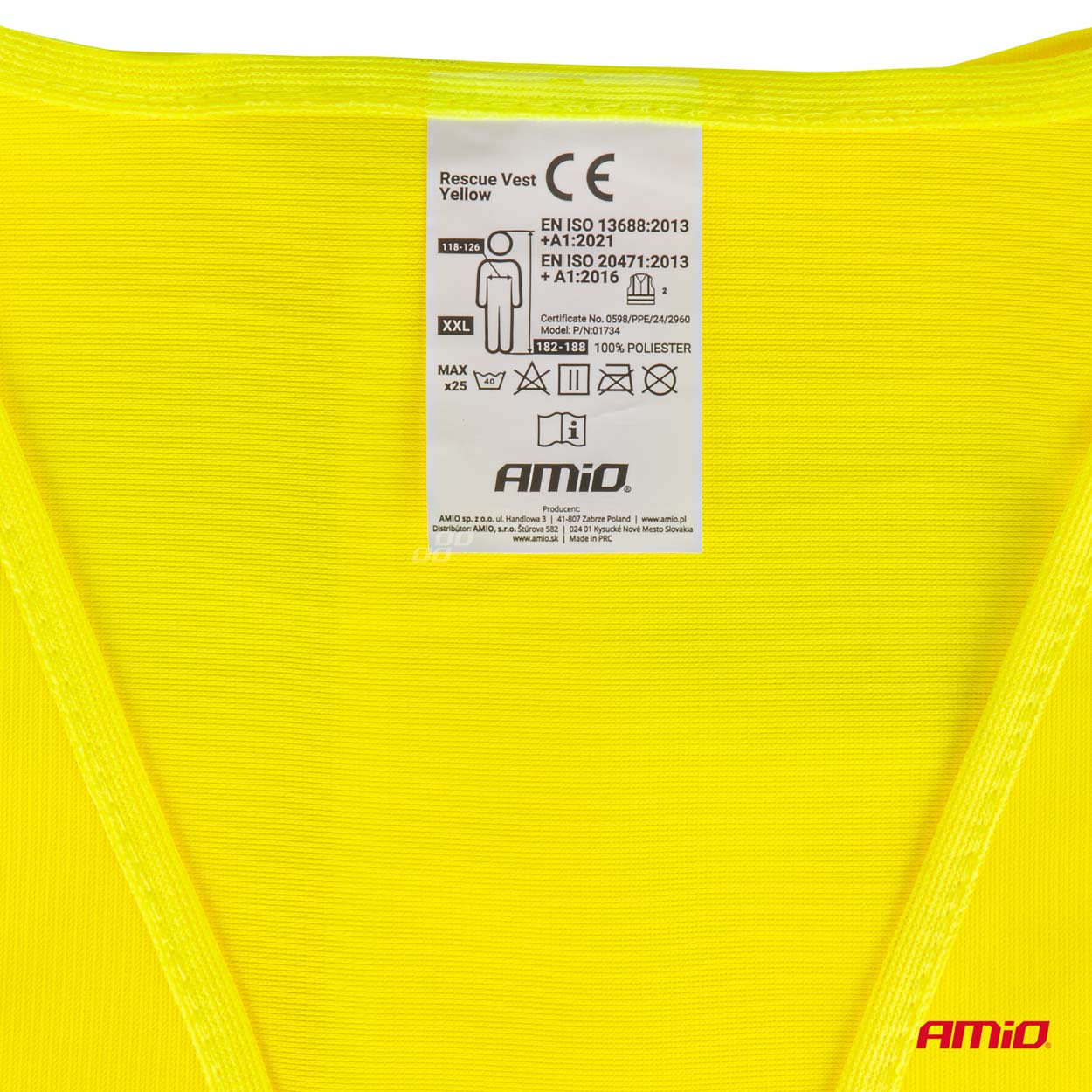 Veiligheidsvest geel met certificaat - 01734 02 - 01734