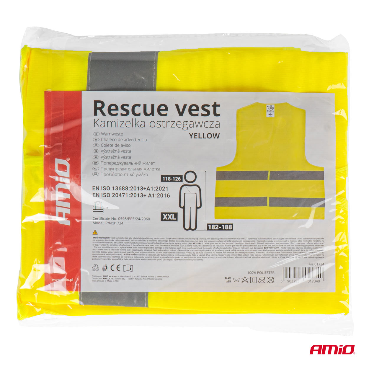 Veiligheidsvest geel met certificaat - 01734 09 - 01734