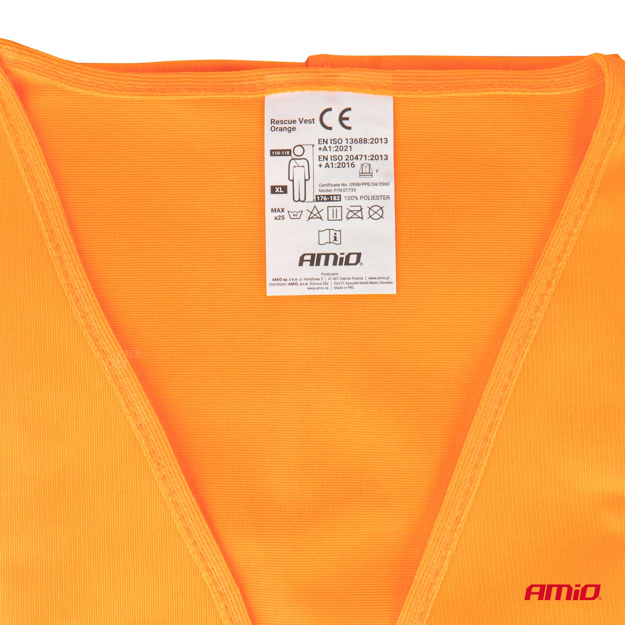 Veiligheidsvest oranje met certificaat - 01735 02 - 01735