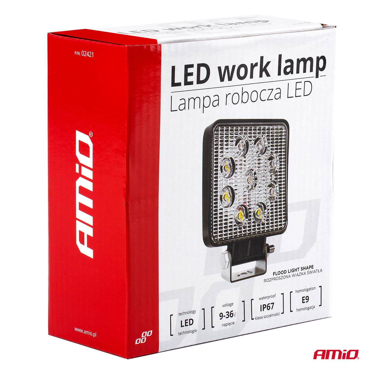 Werklamp LED 9-36V, afmeting 110x110mm - 02421 11n - 02421