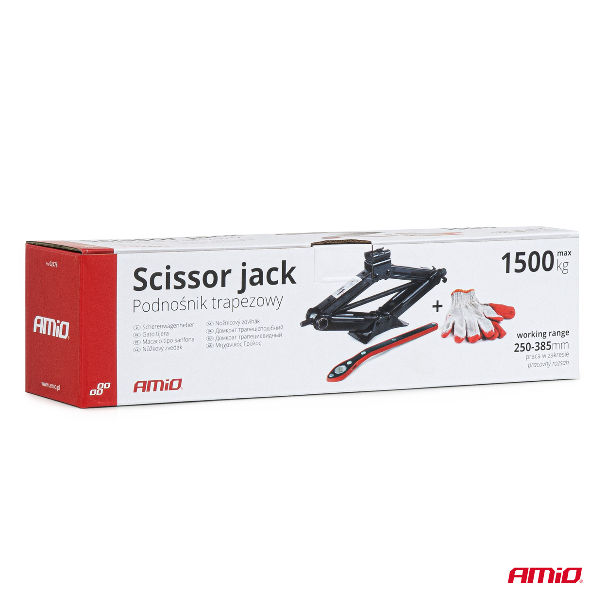 Schaarkrik met handslinger 1,5T en gratis handschoenen 1500 kg - 02478 06 - 02478