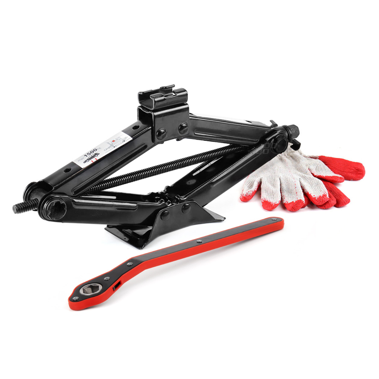 Schaarkrik met handslinger 1,5T en gratis handschoenen 1500 kg - 02478 - 02478