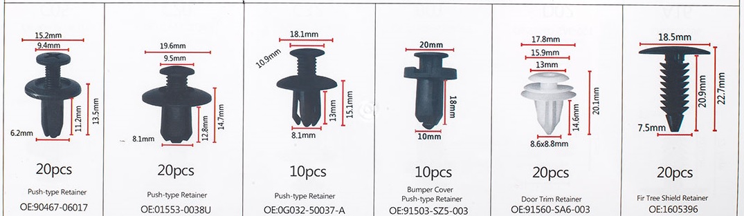 Universele set met 100stuks Automotive clips - 02830 - 02830