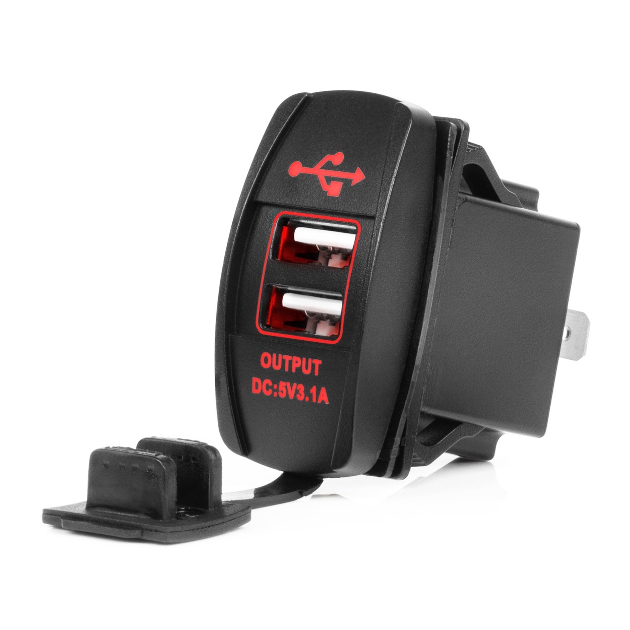 Waterdichte inbouw USB lader, 2x USB A 12/24V 3.1A  - 04228 01 - 04228