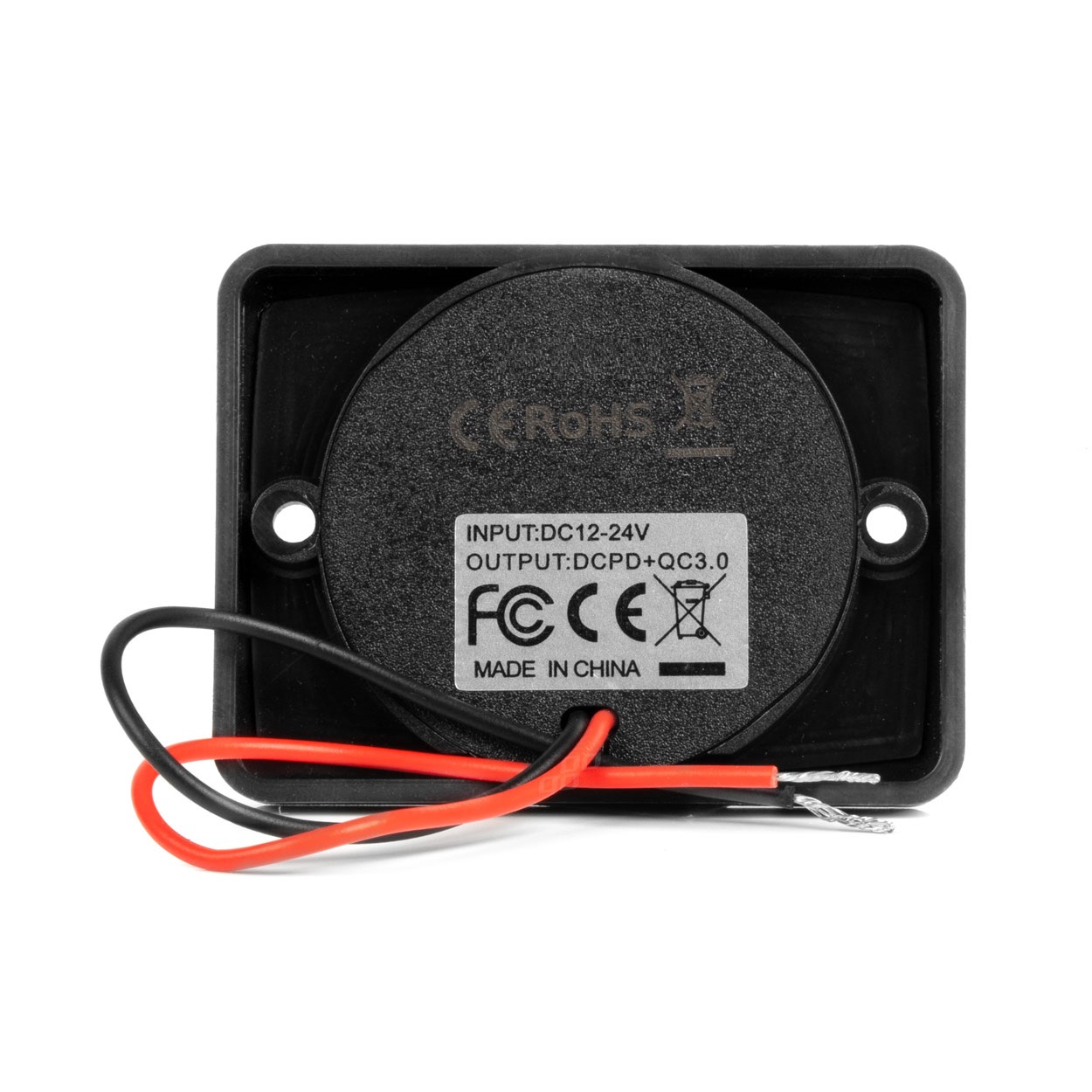 Vierkante waterdichte lader met rode LED-achtergrondverlichting, USB + USB C QC3.0, 12/24V (64x48mm) - 04231 02 - 04231