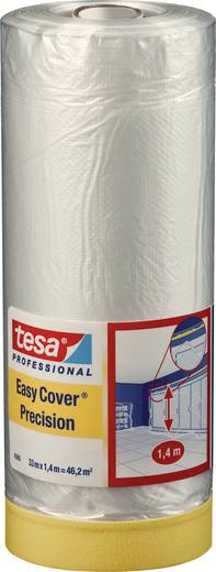 Tesa Prof.4365 2-in-1 Maskeringsfolie met maskeringstape L.33mtr x B.1400mm Transparant (Per 8 Stuks - 04365 - 04365-00001-00
