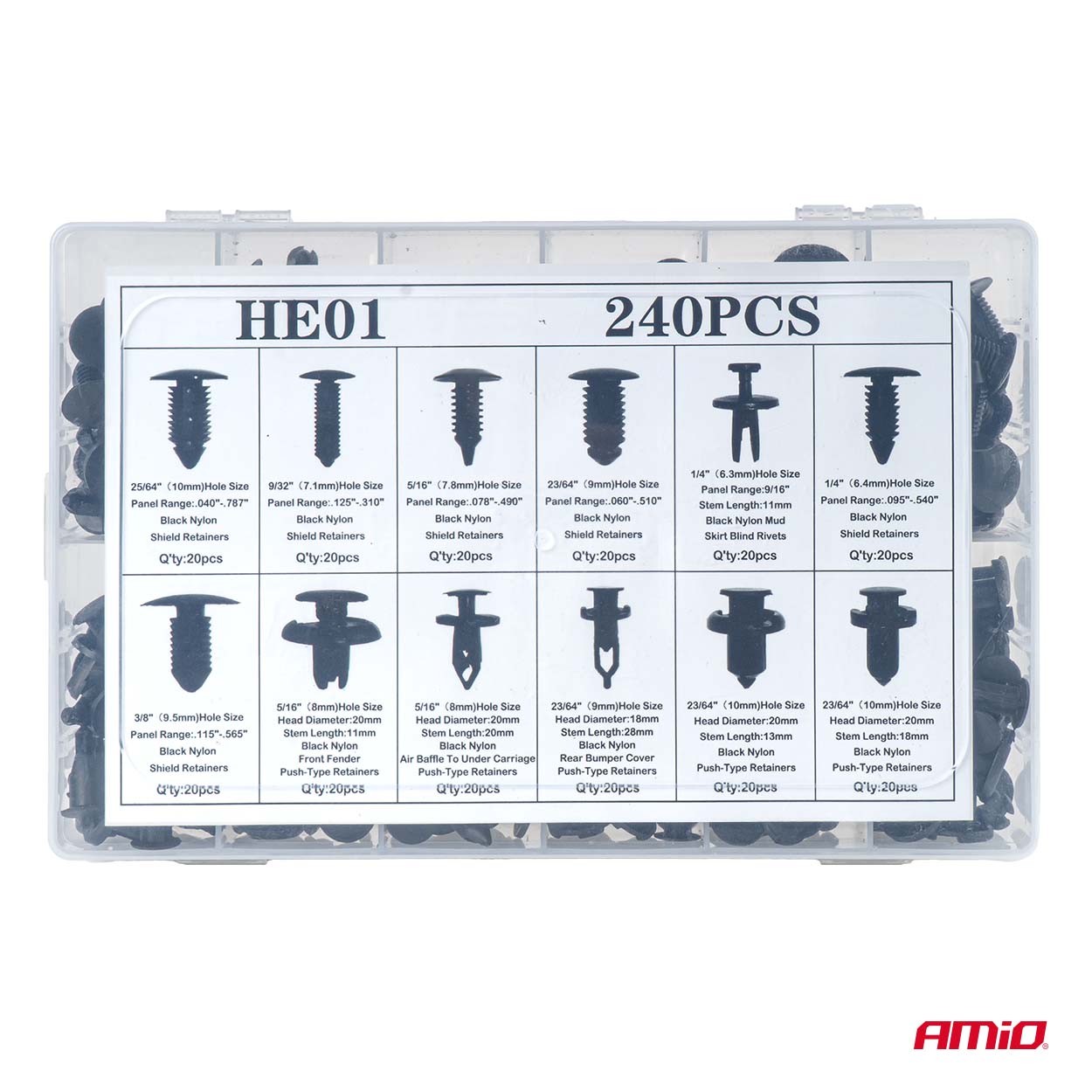 Set met 240stuks Automotive clips en bevestigingspinnen - 04737 2 - 04737