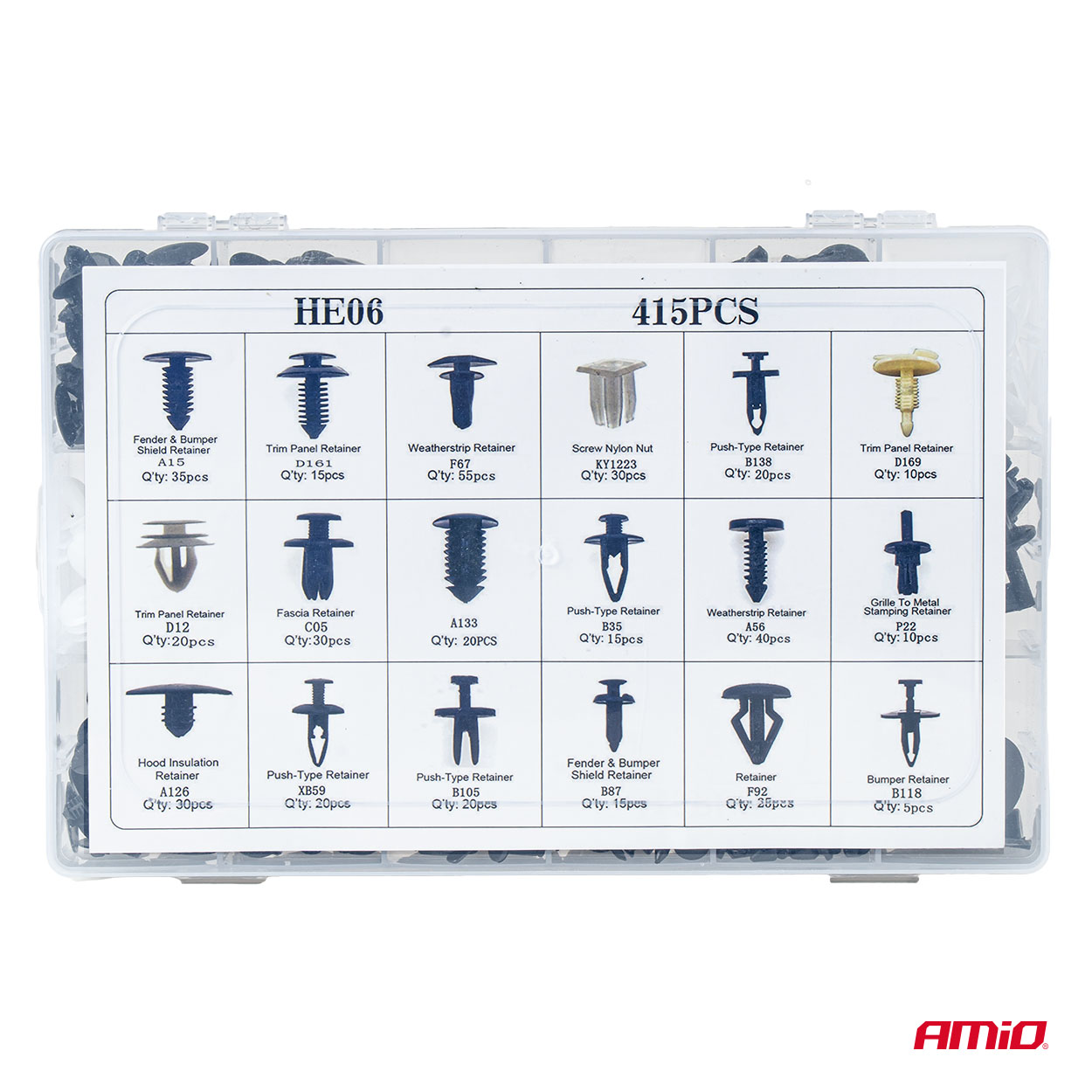 Set met 415stuks Automotive clips en bevestigingspinnen - 04738 2 - 04738