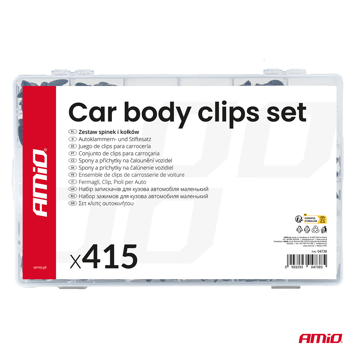 Set met 415stuks Automotive clips en bevestigingspinnen - 04738 5 - 04738