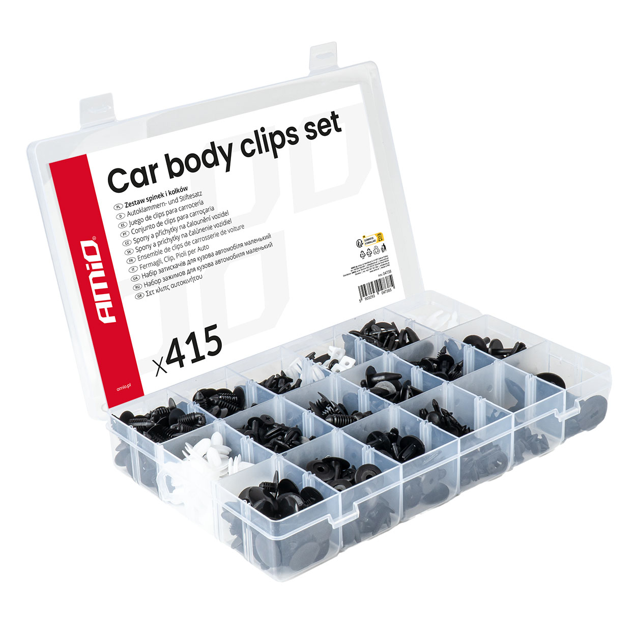 Set met 415stuks Automotive clips en bevestigingspinnen - 04738 - 04738