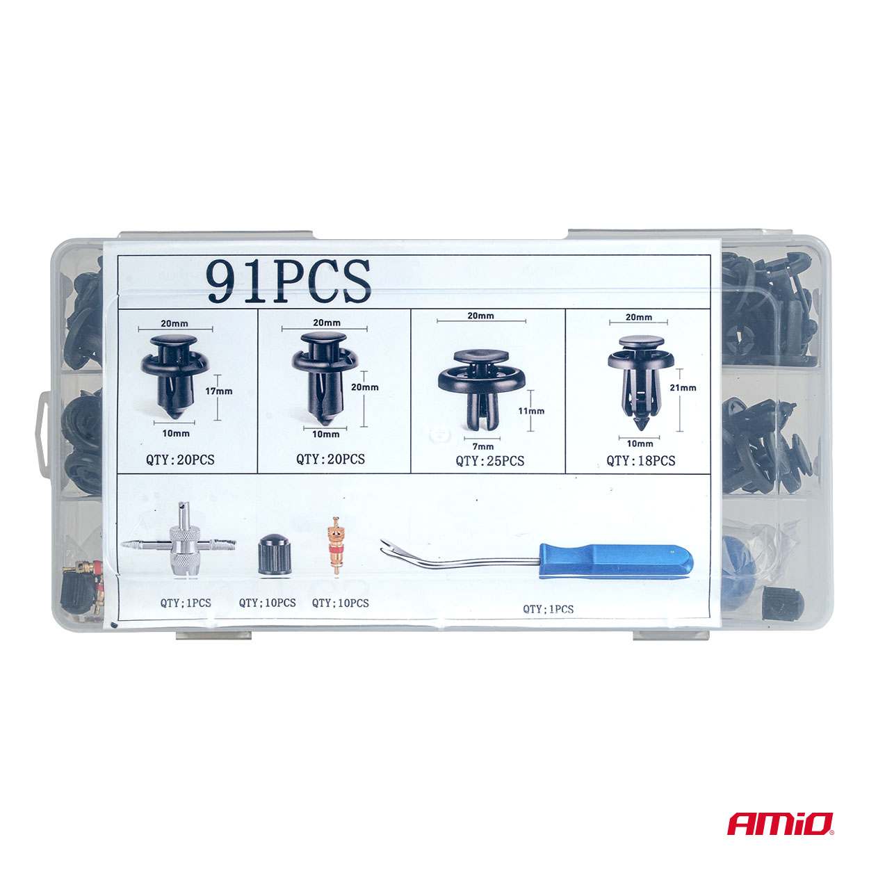 Set met 83stuks Automotive clips en bevestigingspinnen en gereedschap - 04740 3 - 04740