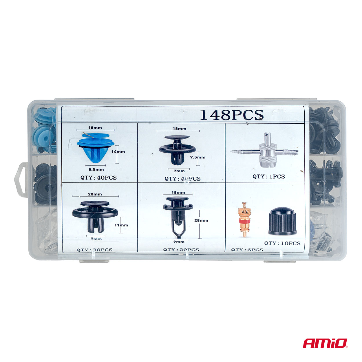 Set met 148stuks Automotive clips en bevestigingspinnen + gereedschap - 04741 3 - 04741