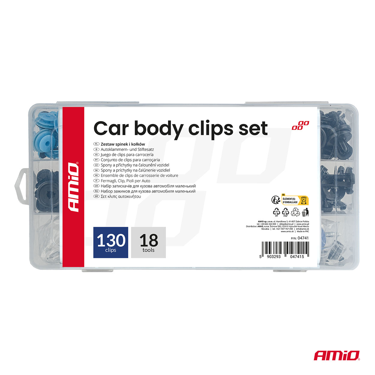 Set met 148stuks Automotive clips en bevestigingspinnen + gereedschap - 04741 5 - 04741
