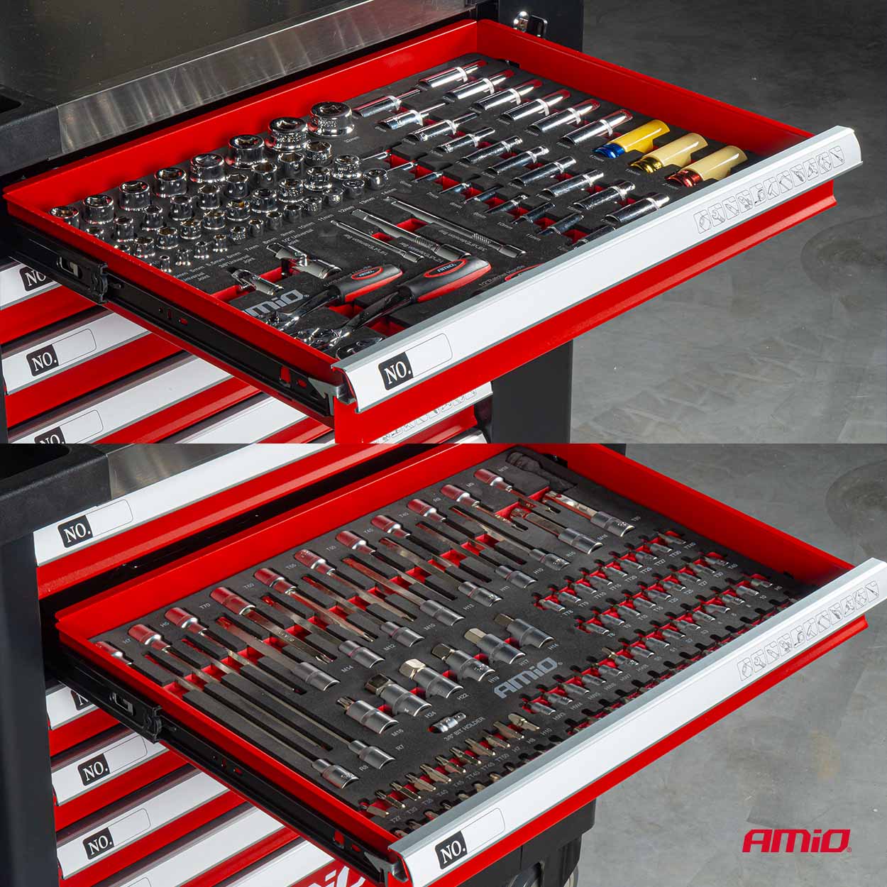 Gereedschapskast met 258-delige gereedschapset 840x460x870mm AMIO-04892 - 04892 1 - 04892