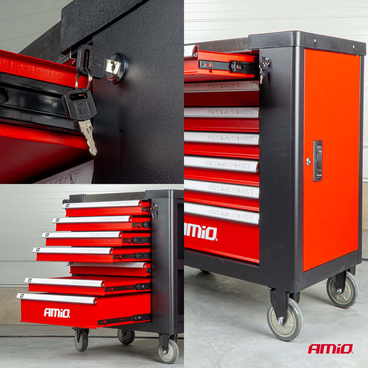Gereedschapskast met 258-delige gereedschapset 840x460x870mm AMIO-04892 - 04892 10 - 04892