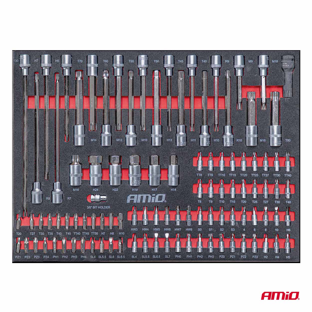Gereedschapskast met 258-delige gereedschapset 840x460x870mm AMIO-04892 - 04892 18 - 04892