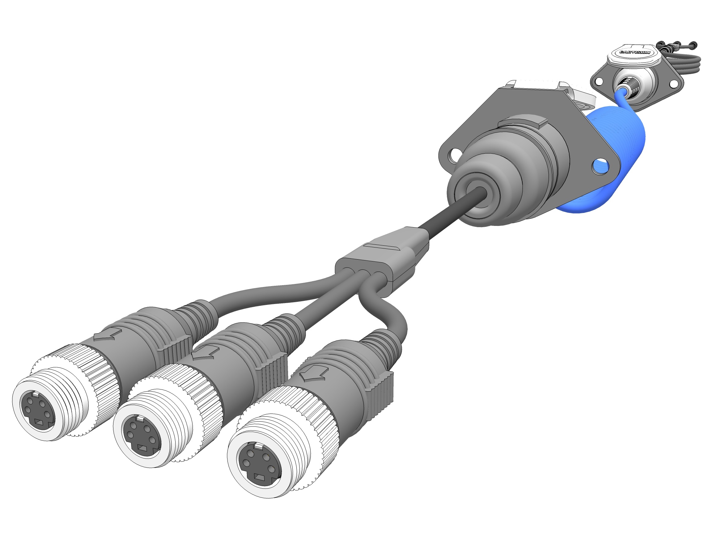 Spiraalkabelset 7 polig 3 kanaals - 4Pins mini DIN - 120025 3 - CAR.120025