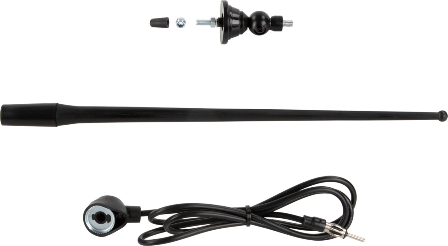 Universele opbouw antenne zwart AM / FM (DAB+ ready), rubber spriet - 152000 21 parts - 152000-21