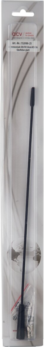 Antenne spriet  AM/FM 36cm fibre glas, met M5 en M6 verloopjes - 152000 25 blister - 152000-25