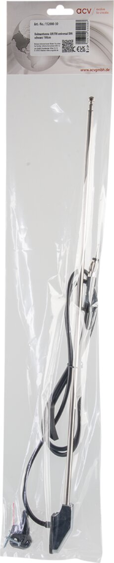 Raamstijl antenne AM/FM chroom 100cm 3 delig uitschuifbaar - 152000 29 blister - 152000-29