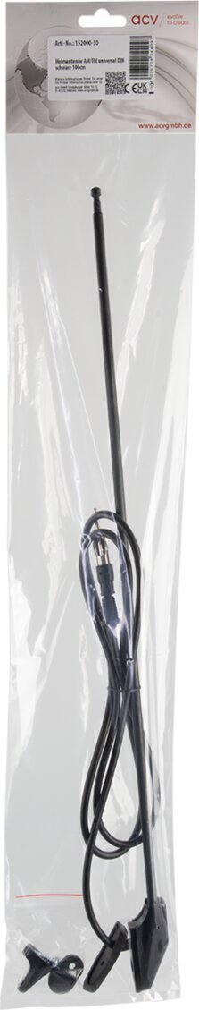 Raamstijl antenne AM/FM zwart 100cm 3 delig uitschuifbaar - 152000 30 blister - 152000-30