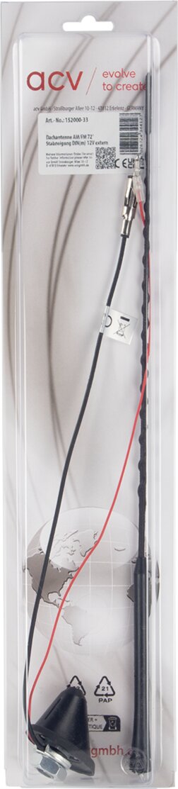 Universele dakantenne 16V AM/FM versterkt (active) 72graden plaatsingshoek - 152000 33 blister - 152000-33