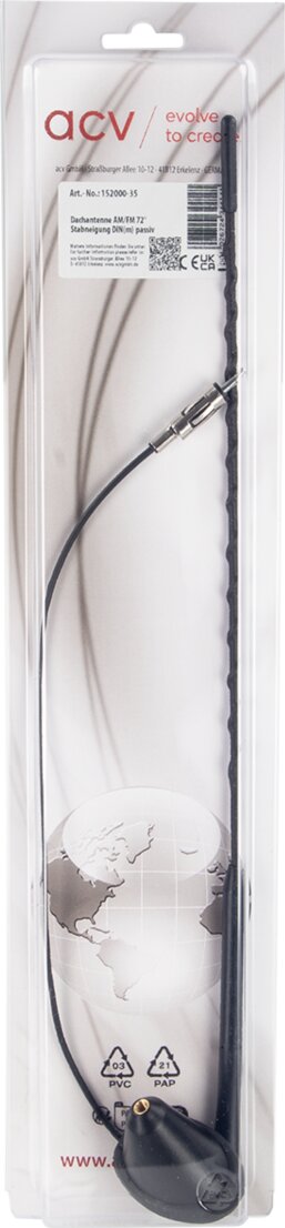 Universele dakantenne 16V AM/FM passief 72graden plaatsingshoek - 152000 35 blister - 152000-35