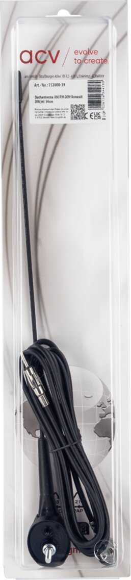 Universele dakantenne AM/FM 0-70 graden plaatsingshoek oa OEM Renault - Peugeot - 152000 39 blister - 152000-39