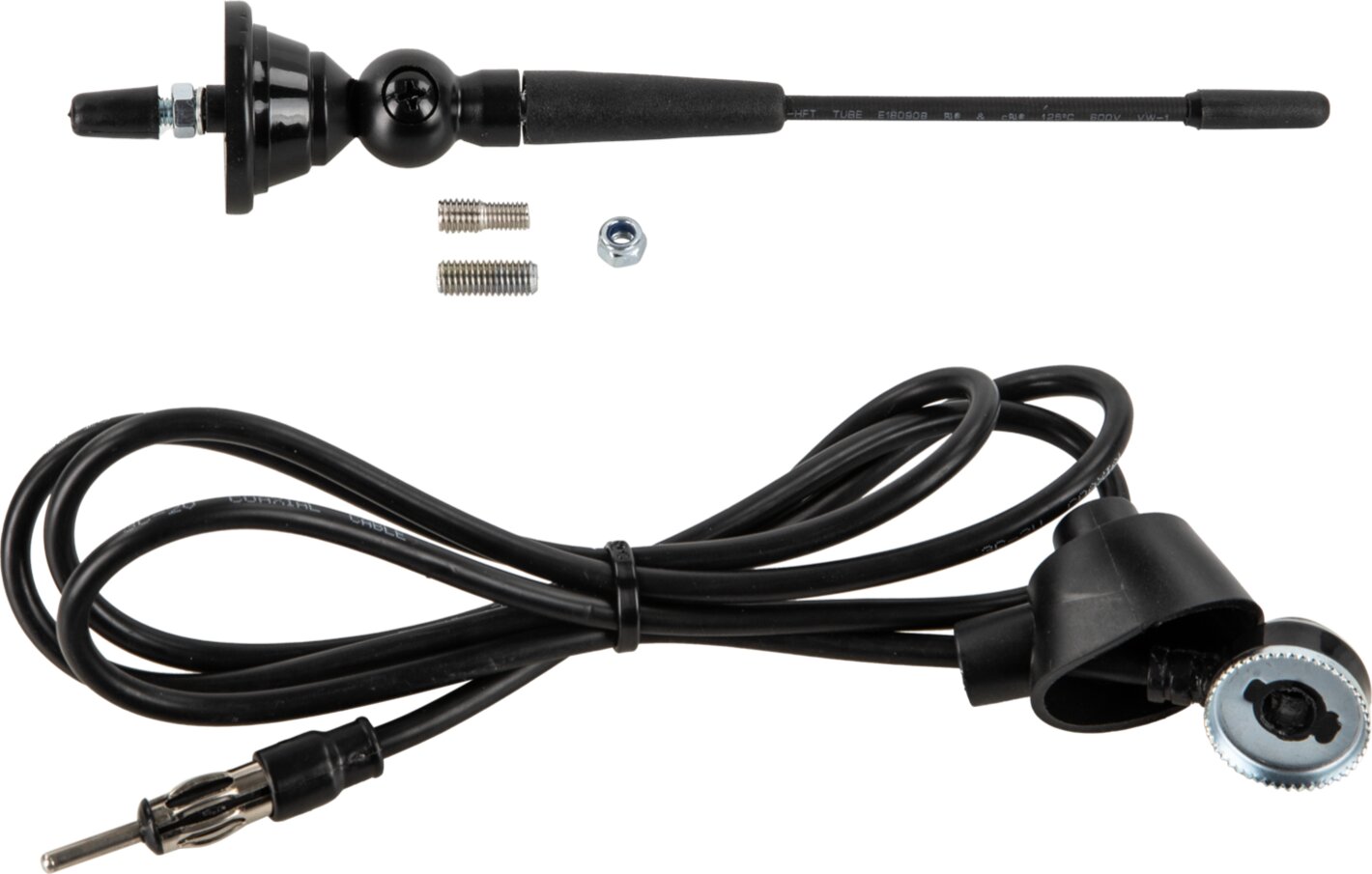Universele opbouw antenne zwart AM / FM, korte flexibele spriet 14cm - 152000 54 set - 152000-54