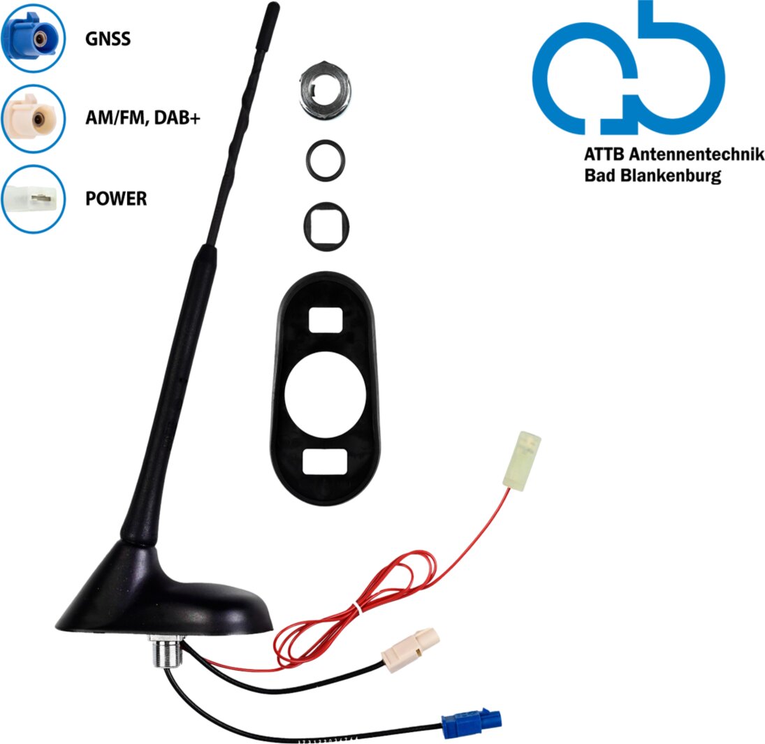 Bad Blankenburg 16V Dak antenne AM/FM (DAB+ ready) GNSS 76graden hoek, actief  - 153 3731 01 - 153-3731-01