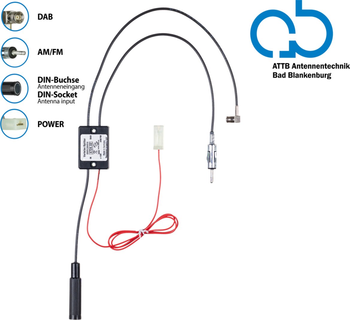 Bad Blankenburg Antennesplitter AM/FM DAB+ DIN(f)>DIN(m)/SMB(f) passief - 153 4724 02 - 153-4724-02