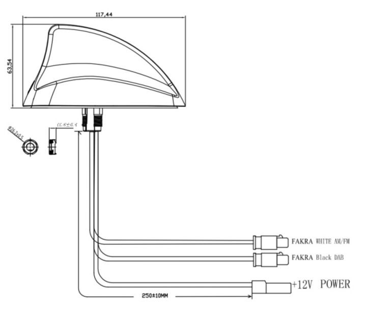 Opti - Shark fin Antenne DAB / DAB+/ FM / AM excl. verlengkabels - 153000 20x - 153000-20X