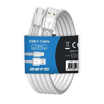 GrabNGo Cable USB > USB-C 2m - Wit - 16073 - 16073