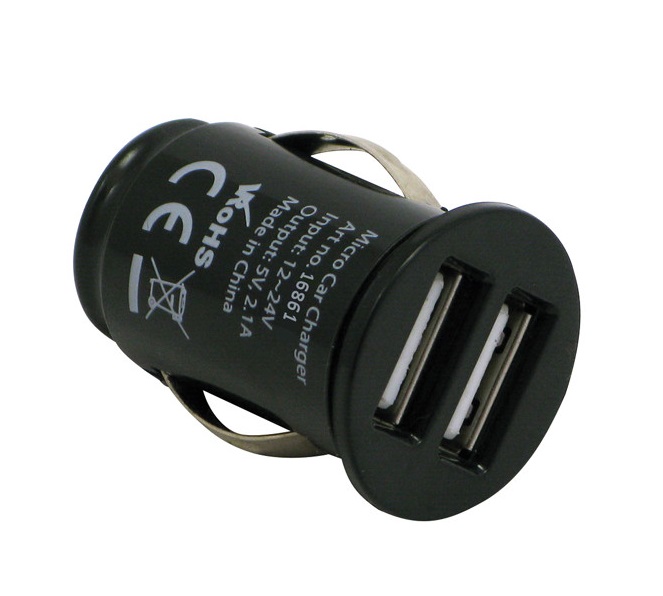 GrabNGo USB autolader zwart 2x usb sigarettenplug 12/24V - 16860 1 - 16860