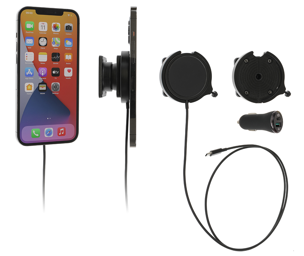 Apple iPhone MagSafelader/Swivel , Actieve  houder met 12V USB SIG-Plug - 216325 - 216325