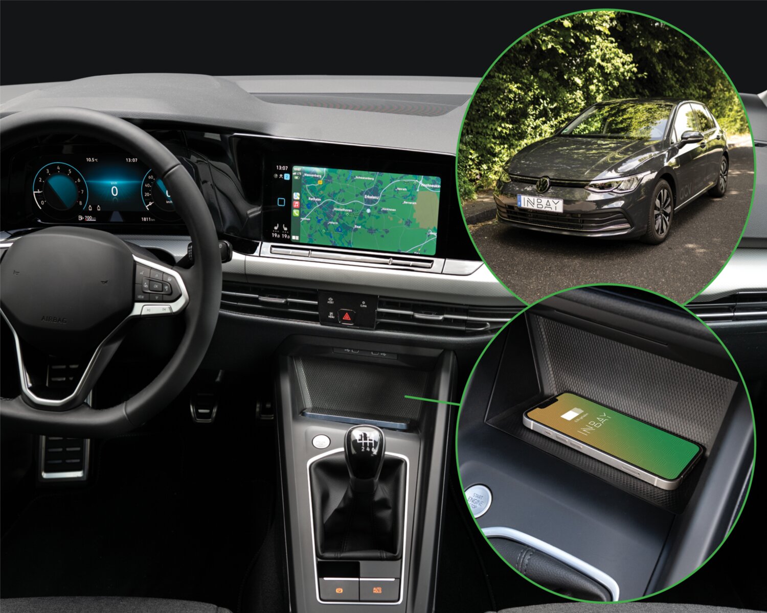 INBAY&reg; Aflegvak Cupra/Seat/Skoda/VW universele Upgrade 10W - 241320 01 1 golf8 sample installation - 241320-01-1