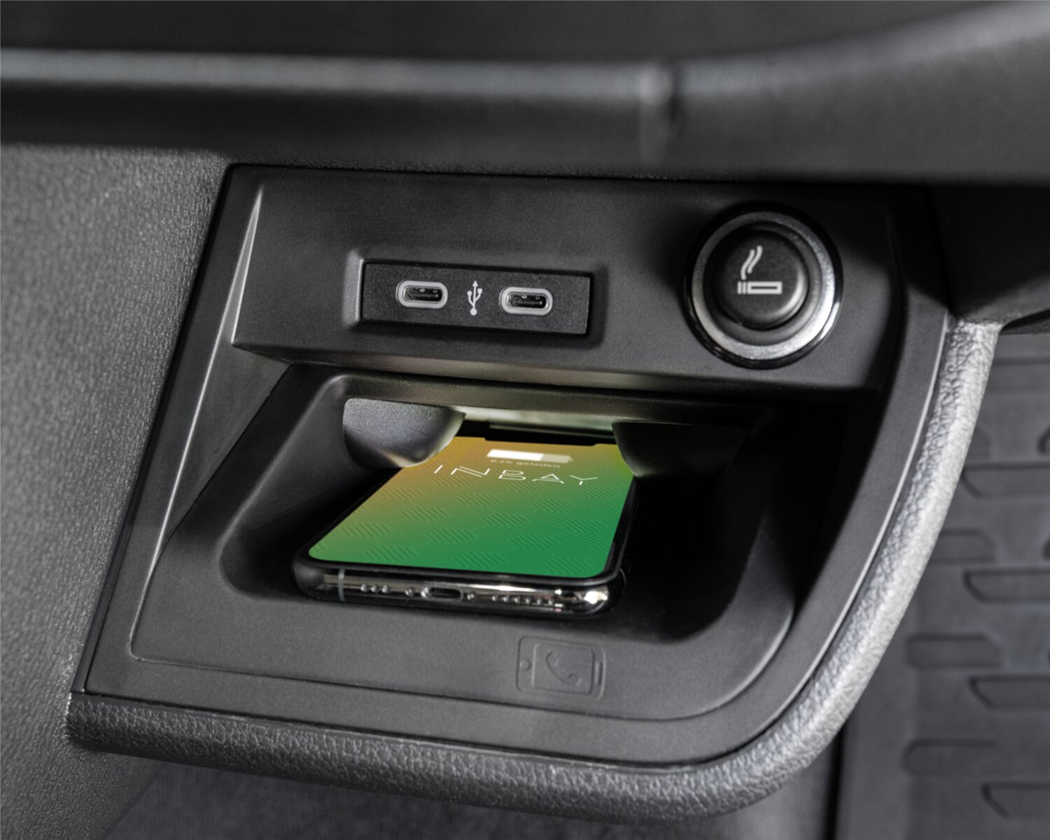 INBAY&reg; Ablage VW T6.1(7HC) 09/2019-2024 15W - 241320 71 2 charging 2 bw - 241320-71-2