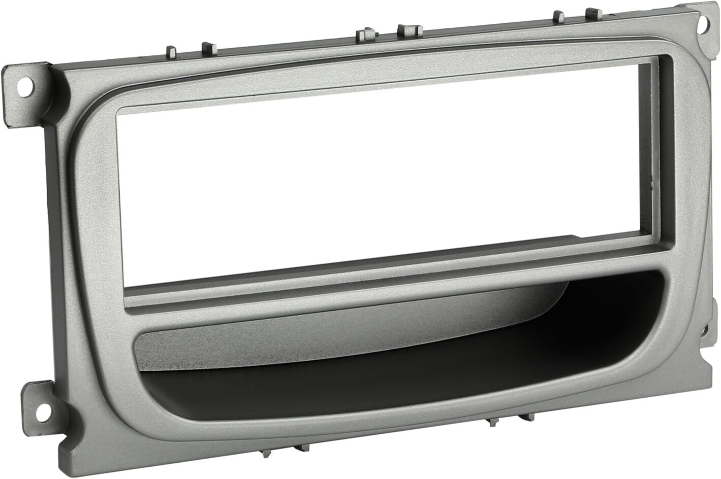 1-DIN Paneel met aflegbakje. Ford Mondeo /Focus / S-MAX / Galaxy Kleur: Zilver - 281114 37 - 281114-37