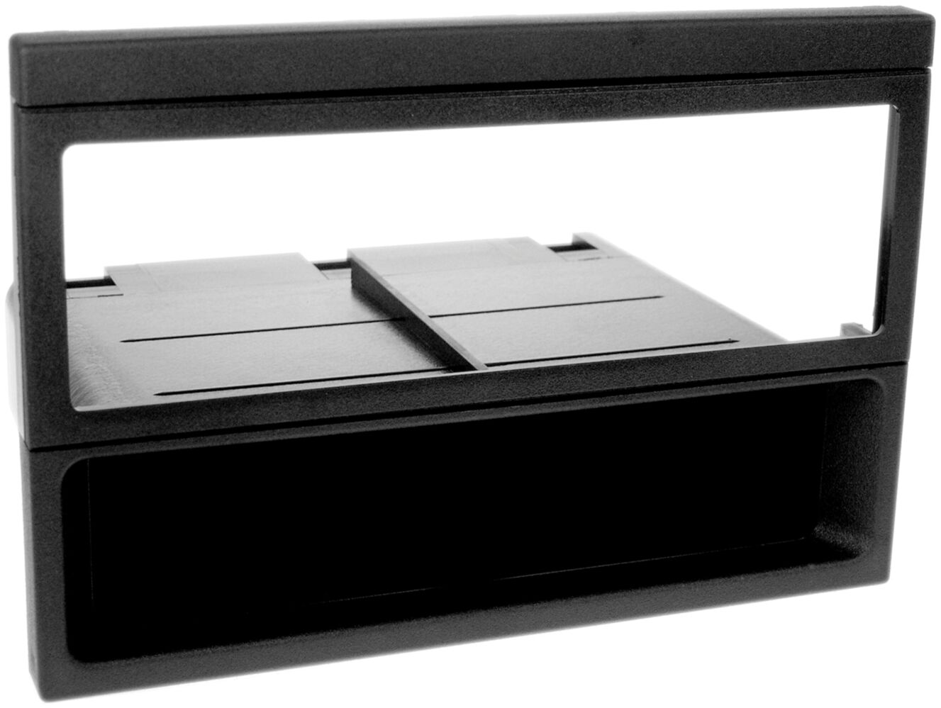 1-DIN Paneel met aflegbakje. Mazda MX-5 / 323 (F) / 626 / Demio  Kleur: Zwart - 281170 01 - 281170-01