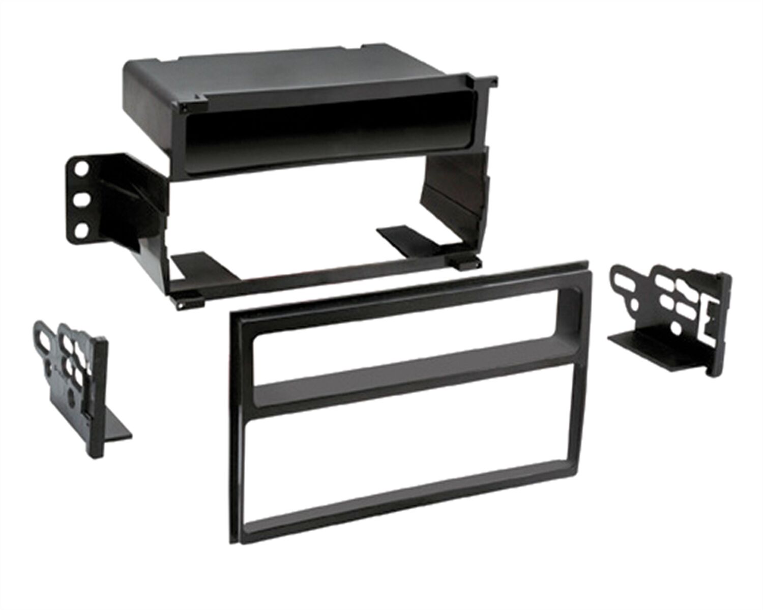 1-DIN Paneel met aflegbakje. Nissan Tiida (C11) 2008-2011 /Versa (C11)2007-2011 Kleur: Zwart (METRA) - 281210 12 - 281210-12