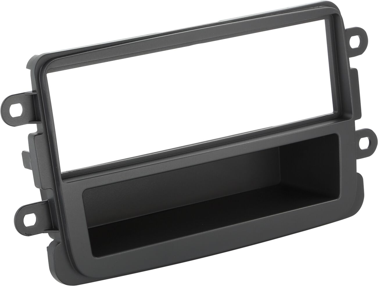 1-DIN Paneel met aflegbakje. Dacia - Opel - Nissan - Renault - Fiat Kleur: Donkergrijs - 281250 13 3 - 281250-13-3