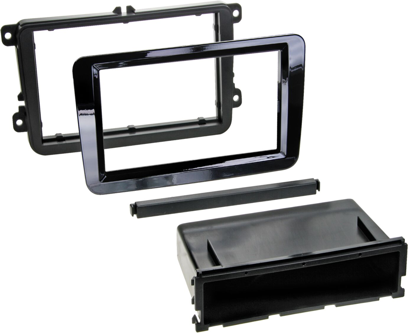 2-DIN Paneel met opbergvak Seat - Skoda - Volkswagen - Kleur: Piano Zwart - 281320 10 2 pro parts - 281320-10-2