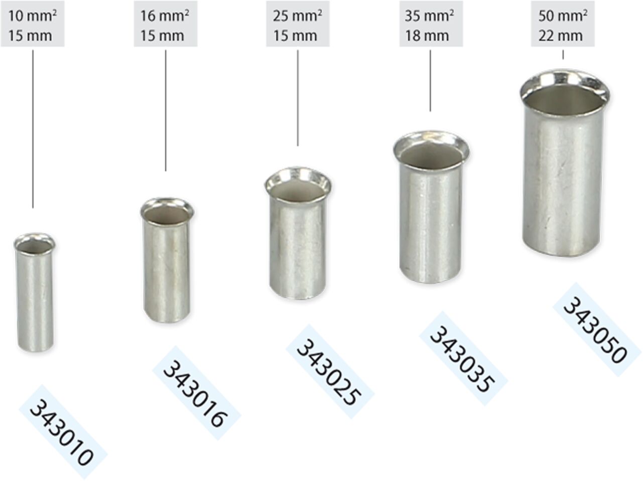 Adereindhuls Onge&iuml;soleerd 50.0 mm&sup2; (100 stuks) - 343010 343050 - 343050