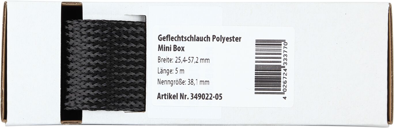 Gevlochten Kabelbescherming Mini Box 25.4 - 57.2 mm / Lengte 5 meter - 349022 05 - 349022-05