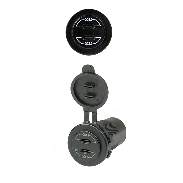 Dual USB C auto lader12/24V 3.0A/ wit (bulk) - 349045 06 1 - 349045-06-1X