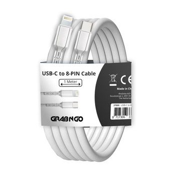 GrabNGo Cable USB-C > 8-PIN 1m - Wit - 37000 1 - 37000