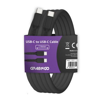 GrabNGo Cable USB-C > USB-C 2m - Zwart - 37011 - 37011