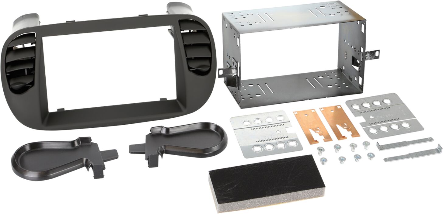 2-DIN Paneel Fiat 500/ 500C 2007-2015 - Kleur: Zwart - 381094 33 3 - 381094-33-3